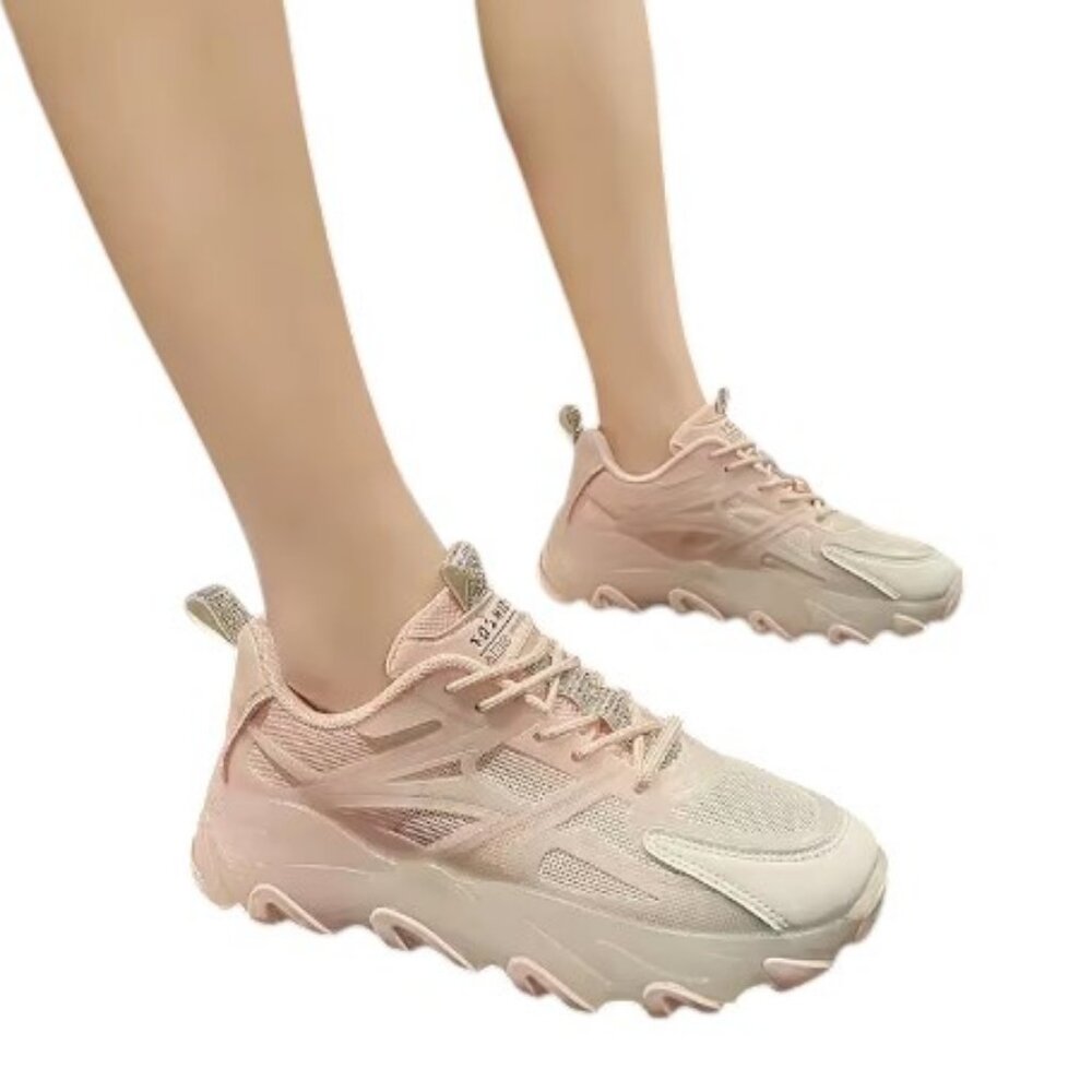 light pink/cream gradient mesh platform running sneaker shoes